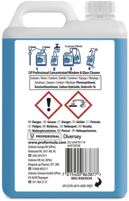 Detergent Cif Profesional, concentrat pentru geamuri si sticla 2L, Diversey